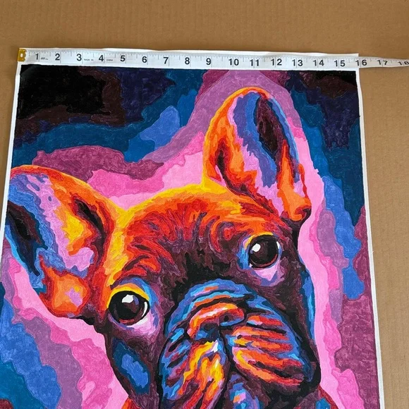 Colorful Frenchie Pet Dog Painting 16”x 20” Unframed - Picture 2 of 7